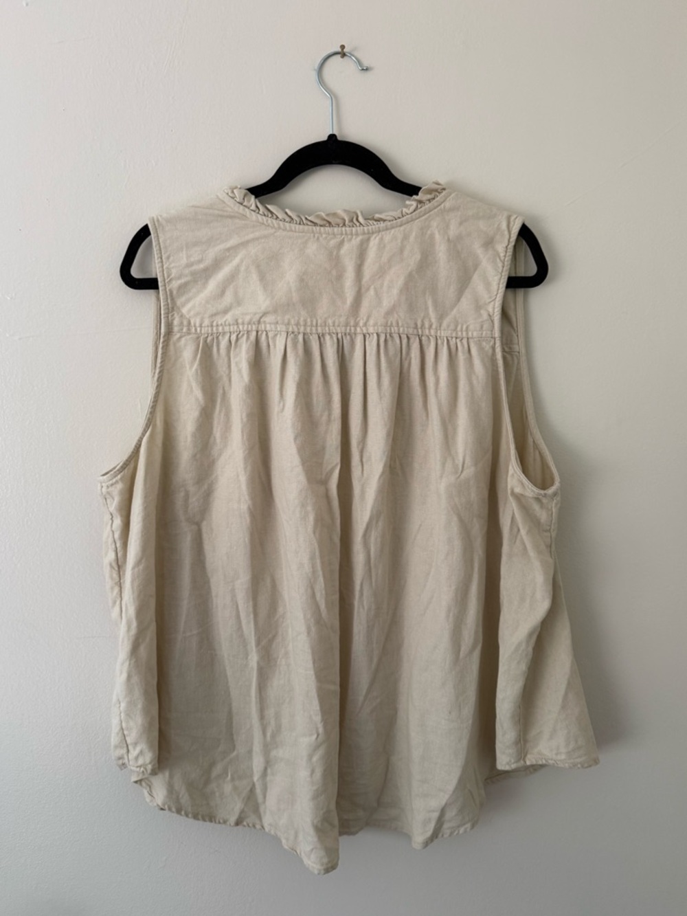 Sonoma Linen Blend Button Down Cream Beige Tank Blouse Size 2X Beachy Coastal - Picture 3 of 10
